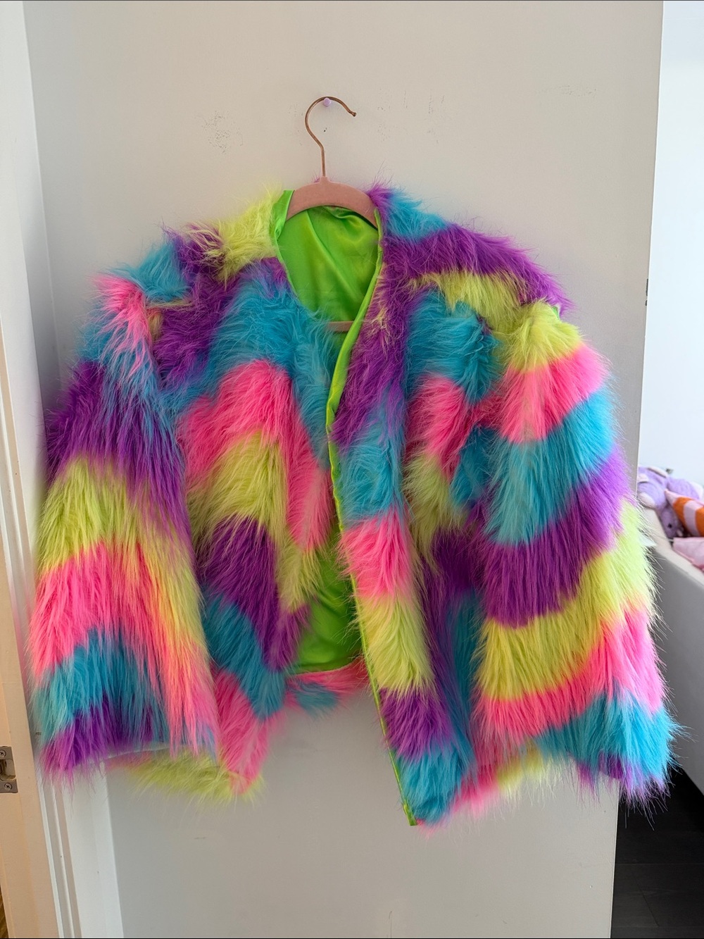 Rainbow Faux Fur Coat